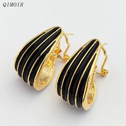 Stud Earrings Black Enamel Metal Post For Women Vintage Styles Elegant Party Accessories Geometric Fashion Jewellery Gifts C1570