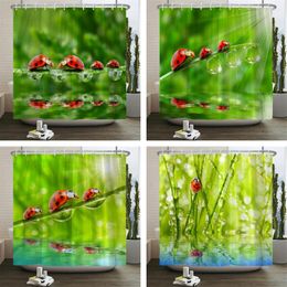 Shower Curtains Green Plants Leaves Funny Creativity Waterproof Polyester Printed Bathroom Bathtub Curtain Room Decor With Hooks