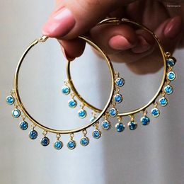 Hoop Earrings Huitan Trendy Tassel Circle Earring Hoops Women Goth Hiphop Party Personality Mosaic Light BU CZ Exaggerated