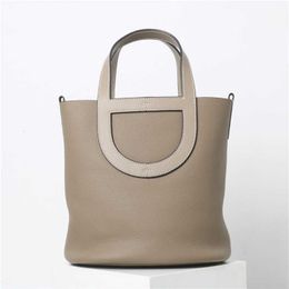 Layer Head Cowhide Vegetable Basket 2024 Spring/summer Fashionable Soft Skin Pig Nose Bucket Bag Single Shoulder Handbag for Women