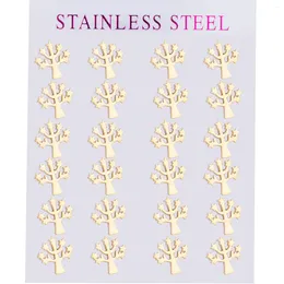Stud Earrings 12 Pairs Lot Stainless Steel For Resale Tree With Star Leaf Design Women Girls Spring Jewellery Set Gifts