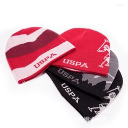 Berets POLO ASSN Two Side Ski Cap Winter Wool Hat Double Sided Ear Protection Cycling Men's Beanies Women's Outdoor