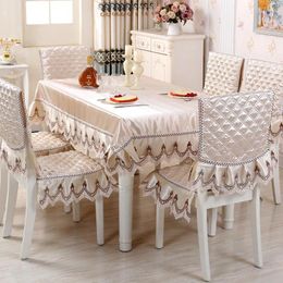 Chair Covers Square Lace Design Antiskid Pellet Dining Table Cover Embroidered Flower Tablecloth Jacquard Decoration
