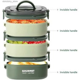 Bento Boxes 2000ML 3-Tier Lunch Box Stackable Bento Case Sealed Leak-proof Meal Box Microwave Safe Portable dents Workers Food Container L49