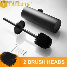 Cleaning Brushes TAICUTE Fashion Toilet Cleanin Brush Holder Sets Wall Mount Stainless Steel Bathroom Accessories WC Hardware Black Chrome L49