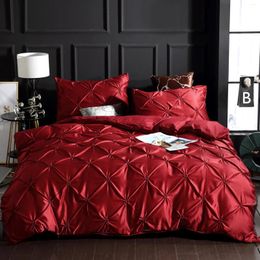 Bedding Sets Autumn Soft Washed Silk Three-Piece Pleated Pull Flower Quilt Cover Pillowcase Family El Dormitory Single Double