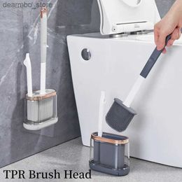 Cleaning Brushes TPR Toilet Brush Bathroom Wall-mount Quick Drainin Clean Brush with Lon Handle Household Cleaner Sets Bathroom Accessories L49