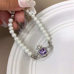 Amethyst Love Cross for Girls, Unique Design, Barotte Pearl Bracelet, Versatile Bracelet