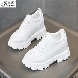 Casual Shoes Women High Platform Autumn Wedges 9CM Heels Waterproof Leather Thick Sole Trainers Sneakers