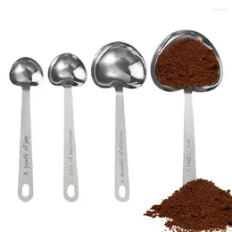 Spoons Heart Shaped Measuring Portable Baking Spoon High Quality 4pcs Meauring For Coffee Milk Poweder Dessert