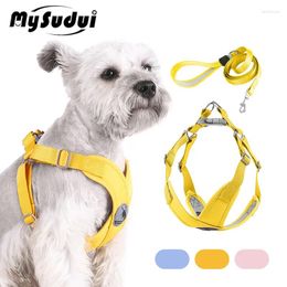 Dog Collars No Choke Harness And Leash Set Heavy Duty Breathable Soft Pet Vest Adjustable Strong For Dogs Anti Pull Traction Lead