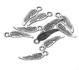 BULK 1000pcs alloy antique Silver Tone 2 Sided 186mm Angel Wing Charms pendant Collection for bracelet necklace Diy5218836