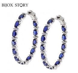 BIJOX STORY Elegant Drop Earrings 925 Sterling Silver Jewelry with Sapphire Gemstone for Female Wedding Party Earring Whole6273484
