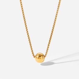 INS Minimalist Style Gold Ball Pendant Necklace Box Chain Pull-out 18K Gold Stainless Steel Necklace for Women Personalised Jewellery