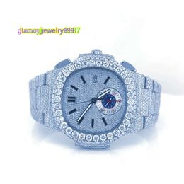 Sterling Sier Vvs Moissanite Diamond Fully Iced Automatic Movement White Hip Hop Mens Watch Diamonds Custom Watches