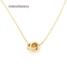 Designer Cartres V Gold Plated Mijin Jewelry Card Plus Double Ring Pancake Necklace Micro Set Zircon Clawbone Silver SSUZ