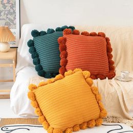 Pillow Nordic Hundred Ball Bed Big Homestayliving Room Sofa Waist Knitted Case With Hairball