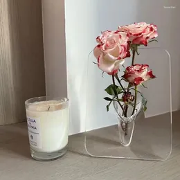 Vases Po Frame Shape Flower Vase Creative Art Acrylic Table Decoration Modern Decorative For Desktop