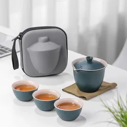 Teaware Sets Ceramic Quick Cup A Pot Of Three Cups Travel Tea Set Portable Outdoor Storage Bag