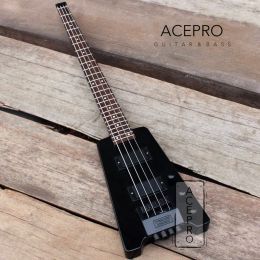 Guitar 4 string Black Color Headless Electric Bass guitar Rosewood Fingerboard Headless Bass Black Hardware