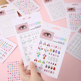 Makeup Diamond Eyes Face Festival DIY Body Crystal Gems Tattoo Adhesive Nail Art Decoration Acrylic Eyeshadow Sticker 240408