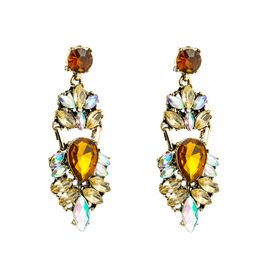 Alloy Inlaid Coloured Rhinestones Earrings Stud Women's Super Sparkling Trendsetter Dinner Earrings Jewellery Wholesale Factory 3 Colours #048