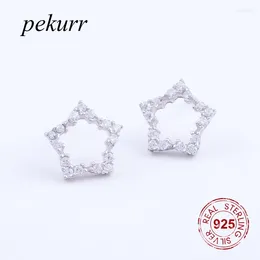 Stud Earrings Pekurr 925 Sterling Silver Cubic Ziron Big Hollow Star For Women Accesories Fashion Jewelry Wedding Gifts