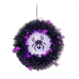 Decorative Flowers Halloween Lighted Wreaths House Party Garland Light Decoration Home Decor Ghost Wreath With Purple Lights