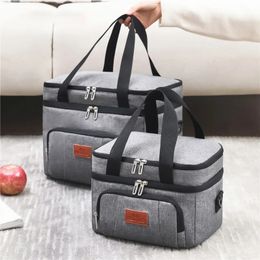 Multifunctional Double Layers Tote Cooler Lunch Bags for Women Men Large Capacity Travel Picnic Lunch Box with Shoulder Strap 240415
