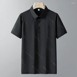 Men's Polos Ice Silk Short-sleeved POLO Shirt For Middle-aged And Elderly People High-quality Quick-drying Lapel T-shirt