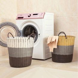 Laundry Bags Braided Soft Plastic Washing Clothes Storage Bin Basket Hamper Holder Organizer With Handle