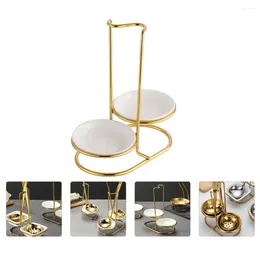 Dinnerware Sets Soup Spoon Colander Holder Tableware Rack Supporter White Storage Shelves Shelf Kitchen Supply Stainless Steel Gold Utensils