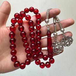 Islam design tassel rosary jewelry muslim pray beads lighter and darker red amber tesbih tasbeeh sibha misbaha 240412