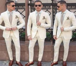 2019 Ivory Wedding Tuxedos For Groom Wear Peaked Lapel Blazer Classic Fit Two Piece Custom Made Men Suits Jacket Pants8588532