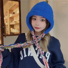 Berets Ins Plush Beanie Winter Pullover Long Braided Knitted Women's Hats Warm Ear Protection Personality Dirty Hat
