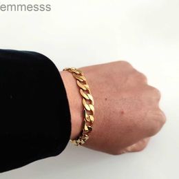 18ct Yellow Solid Gold Finish Miami Curb Cuban Link Chain Mens Bracelet Genuine Chunky Jewellery 8.3inch Heavy 57PE