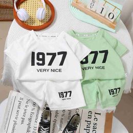 Clothing Sets Summer Baby Boy Clothes Set Children Girls Letter Tshirt and Shorts 2 Pieces Suit Kid Short Sleeve Top Bottom Outfits Tracksuits T240415