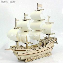 3D Puzzles 3D wooden boat puzzle toy learning building robot model DIY sailboat Aeroplane puzzle Aeroplane gift childrens car toy Y240415