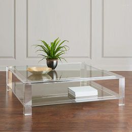 Kitchen Storage Nordic Small Apartment Acrylic Transparent Coffee Table Minimalist Ins Wind Double Living Room Glass Desktop