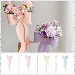 Gift Wrap Papper Bowknot Flower Packaging Box Decorative Paperboard Bouquet Bag Blue/Pink/Yellow Removable Rose