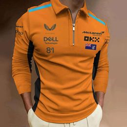 New Designer F1 Formula 1 Racing Mclaren 81 TLQ Long Sleeve Men's Polo Shirt Long-Sleeved Outdoor Sports Breathable Zipper Polos Top 53