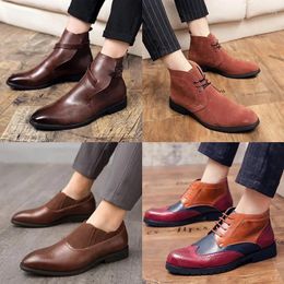 Casual Shoes Four Seasons Men's Brogue Pointed Leather Large Size Business Formal British Style Wedding PX38806