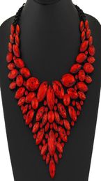 2020 Big Women Collier Femme Necklaces Pendant Blue Red Yellow Rose Statement Bijoux New Crystal Jewellery Choker Maxi Boho Vintage 6023193