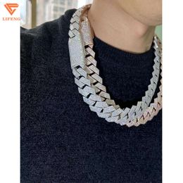 20mm Fashion Jewelry Vvs Moissanite Diamond 925 Sliver Iced Out Cuban Link Chain Hip-hop Necklace and Bracelets