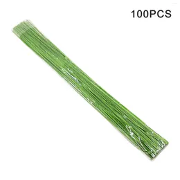 Decorative Flowers 100pcs Flower DIY Bouquet Accessories Artificial Green White Coffee Iron Wreath Making Paper Wrapped Floral Wire Stems