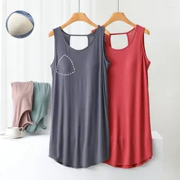 Casual Dresses Summer Modal Tank Dress Bra Padded Women's Sundress Breathable Solid Colour Sexy Backless Camisole All Match