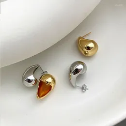 Stud Earrings Copper Jewellery Fashion Round Water Drop Cute For Women Girl Wholesale Silver And Gold Colour