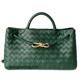 One Andiamo Bottegs Bag Designer Bags Venetas Tote Leather High Top Layer Cowhide New Totes Metal Womens Rope Buckle Woven Shoulder Handbag F0EN