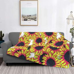 Blankets Sunflower Plant Blanket Fleece Flannel Autumn/Winter Breathable Lightweight Ultra-Soft Black Throw For Car Bedspread