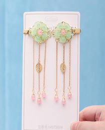 FORSEVEN New Vintage Gold Colour Long Tassel Pendant Hairgrips Clips Chinese Hairpins for Cosplay Women Girls Hanfu Dress Costume4667591